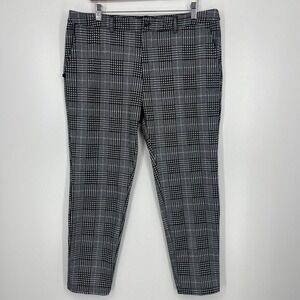Mauvais Mens Black White Glen Plaid Slim Fit Tapered Trousers Size 36